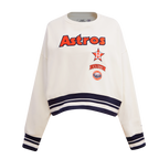 MLB HOUSTON ASTROS RETRO CLASSIC CHANDAIL À COL ROND EN MOLLETON POUR FEMME (COQUILLE D'ŒUF/MARINE MINUIT)