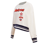 MLB HOUSTON ASTROS RETRO CLASSIC CHANDAIL À COL ROND EN MOLLETON POUR FEMME (COQUILLE D'ŒUF/MARINE MINUIT)