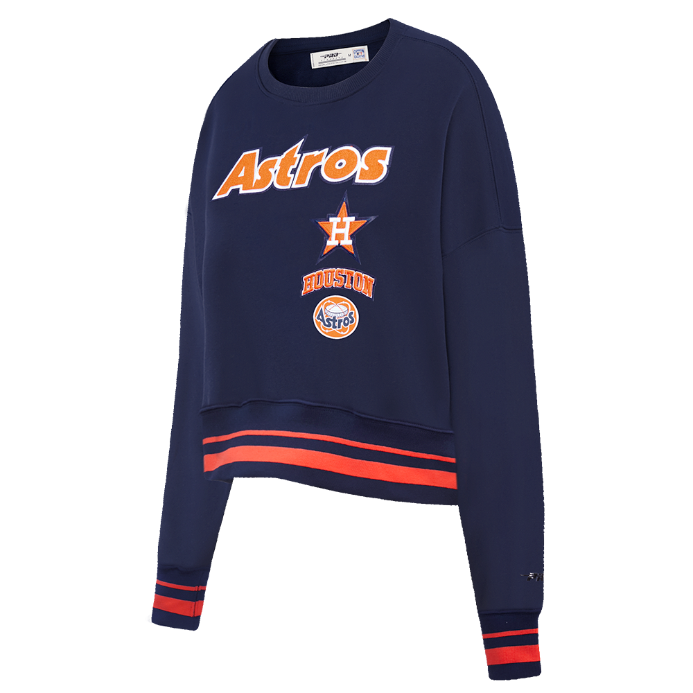 MLB HOUSTON ASTROS RETRO CLASSIC WOMEN'S CREWNECK (MIDNIGHT NAVY/ORANGE/MIDNIGHT NAVY)