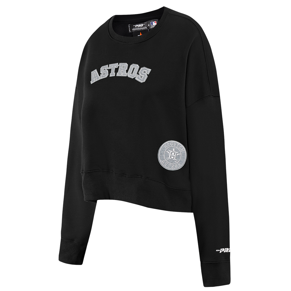 MLB HOUSTON ASTROS REVERSE FRENCH TERRY WOMEN'S FLEECE CREWNECK (BLACK)