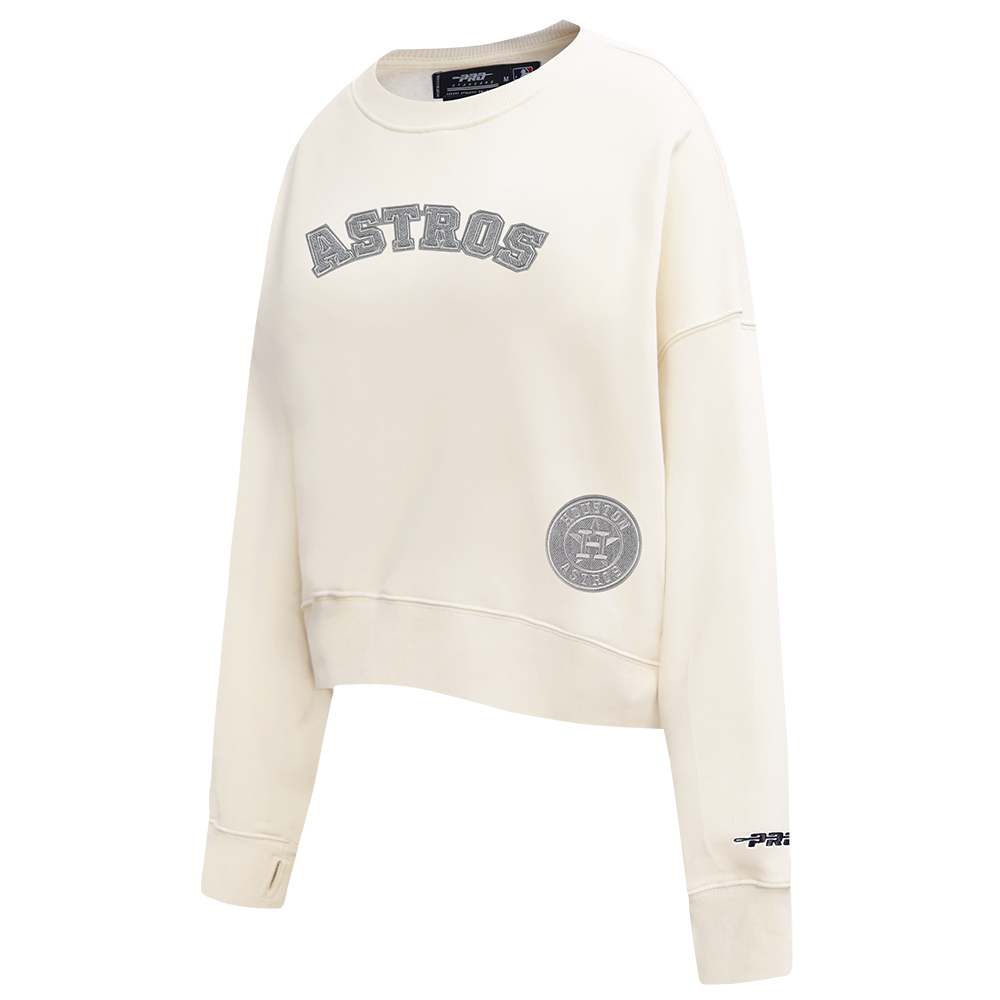 MLB HOUSTON ASTROS REVERSE FRENCH TERRY WOMEN'S FLEECE CREWNECK (EGGSHELL)