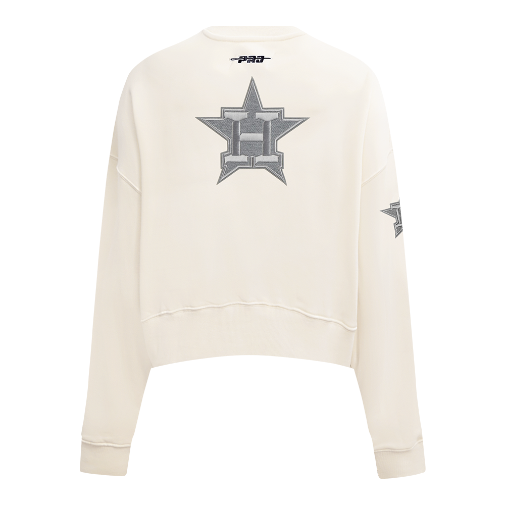 MLB HOUSTON ASTROS REVERSE FRENCH TERRY CHANDAIL À COL ROND EN MOLLETON POUR FEMME (COQUILLE D'ŒUF)
