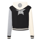 MLB HOUSTON ASTROS REVERSE FRENCH TERRY WOMEN'S CROPPED FULL ZIP HOODIE (BLACK/GRAY/EGGSHELL)