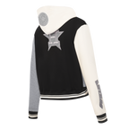 MLB HOUSTON ASTROS REVERSE FRENCH TERRY WOMEN'S CROPPED FULL ZIP HOODIE (BLACK/GRAY/EGGSHELL)