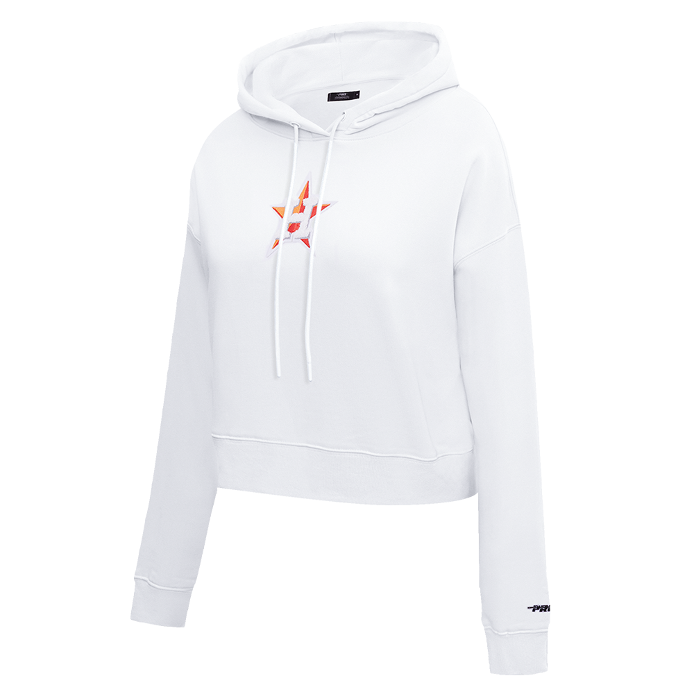 MLB HOUSTON ASTROS CLASSIC WOMEN'S CROPPED PULLOVER HOODIE (WHITE)