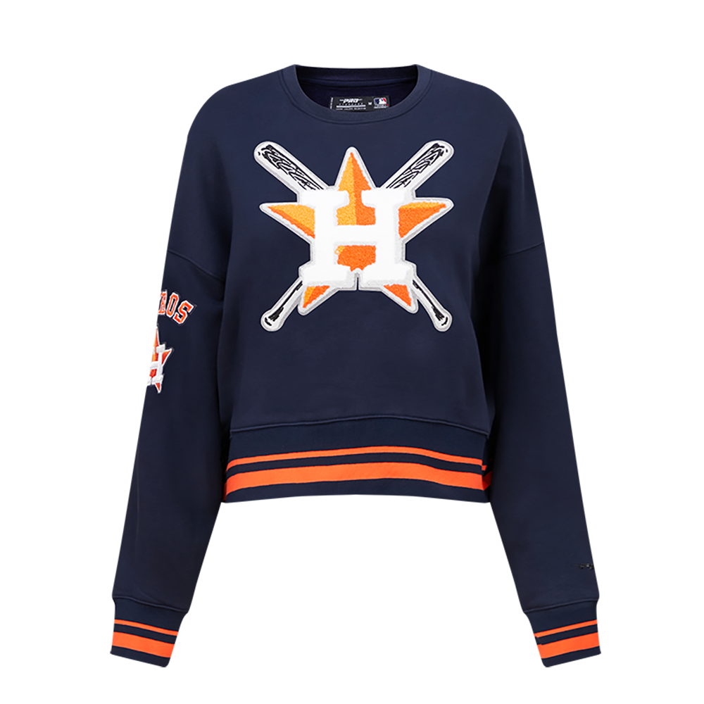 MLB HOUSTON ASTROS MASHUP WOMEN'S RIB CREWNECK (MIDNIGHT NAVY/ORANGE/MIDNIGHT NAVY)