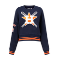 MLB HOUSTON ASTROS MASHUP WOMEN'S RIB CREWNECK (MIDNIGHT NAVY/ORANGE/MIDNIGHT NAVY)