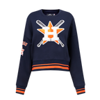 MLB HOUSTON ASTROS MASHUP WOMEN'S RIB CREWNECK (MIDNIGHT NAVY/ORANGE/MIDNIGHT NAVY)