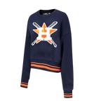 MLB HOUSTON ASTROS MASHUP WOMEN'S RIB CREWNECK (MIDNIGHT NAVY/ORANGE/MIDNIGHT NAVY)