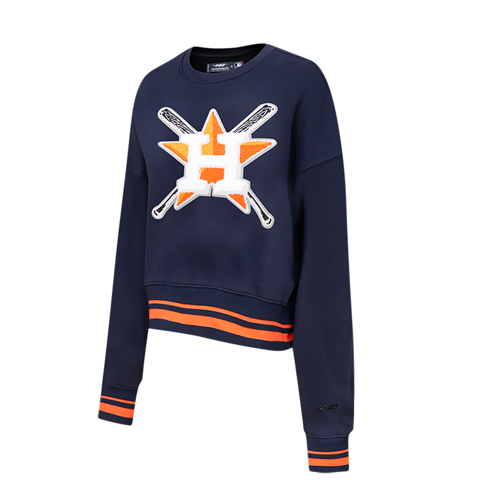 MLB HOUSTON ASTROS MASHUP WOMEN'S RIB CREWNECK (MIDNIGHT NAVY/ORANGE/MIDNIGHT NAVY)