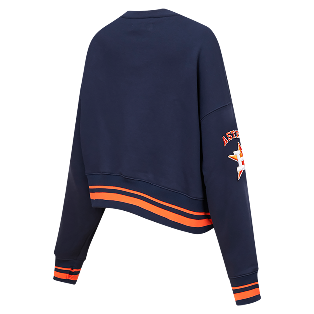MLB HOUSTON ASTROS MASHUP WOMEN'S RIB CREWNECK (MIDNIGHT NAVY/ORANGE/MIDNIGHT NAVY)