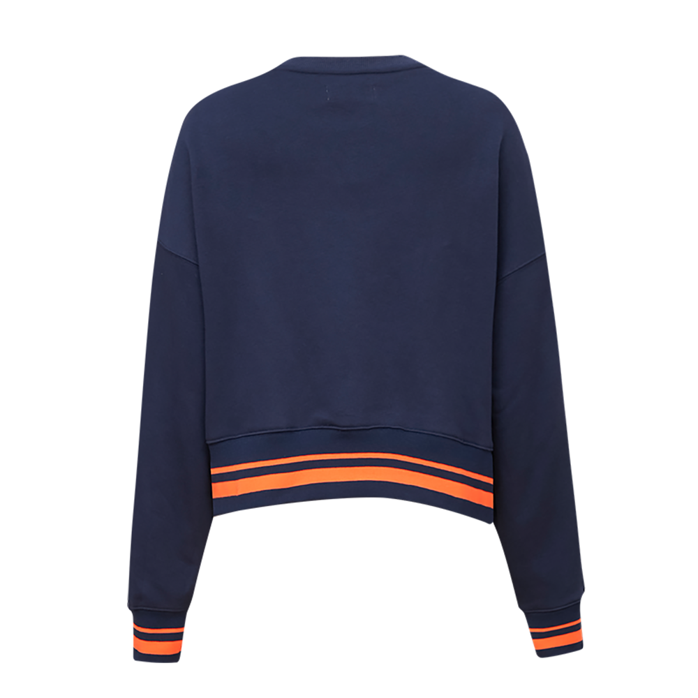 MLB HOUSTON ASTROS MASHUP WOMEN'S RIB CREWNECK (MIDNIGHT NAVY/ORANGE/MIDNIGHT NAVY)