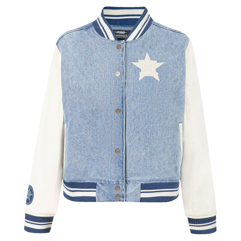 MLB HOUSTON ASTROS VARSITY BLUES BLOUSON COLLÉGIAL EN DENIM POUR FEMME (DENIM/LIN)