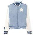 MLB HOUSTON ASTROS VARSITY BLUES BLOUSON COLLÉGIAL EN DENIM POUR FEMME (DENIM/LIN)