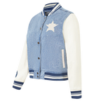 MLB HOUSTON ASTROS VARSITY BLUES BLOUSON COLLÉGIAL EN DENIM POUR FEMME (DENIM/LIN)