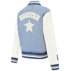 MLB HOUSTON ASTROS VARSITY BLUES BLOUSON COLLÉGIAL EN DENIM POUR FEMME (DENIM/LIN)