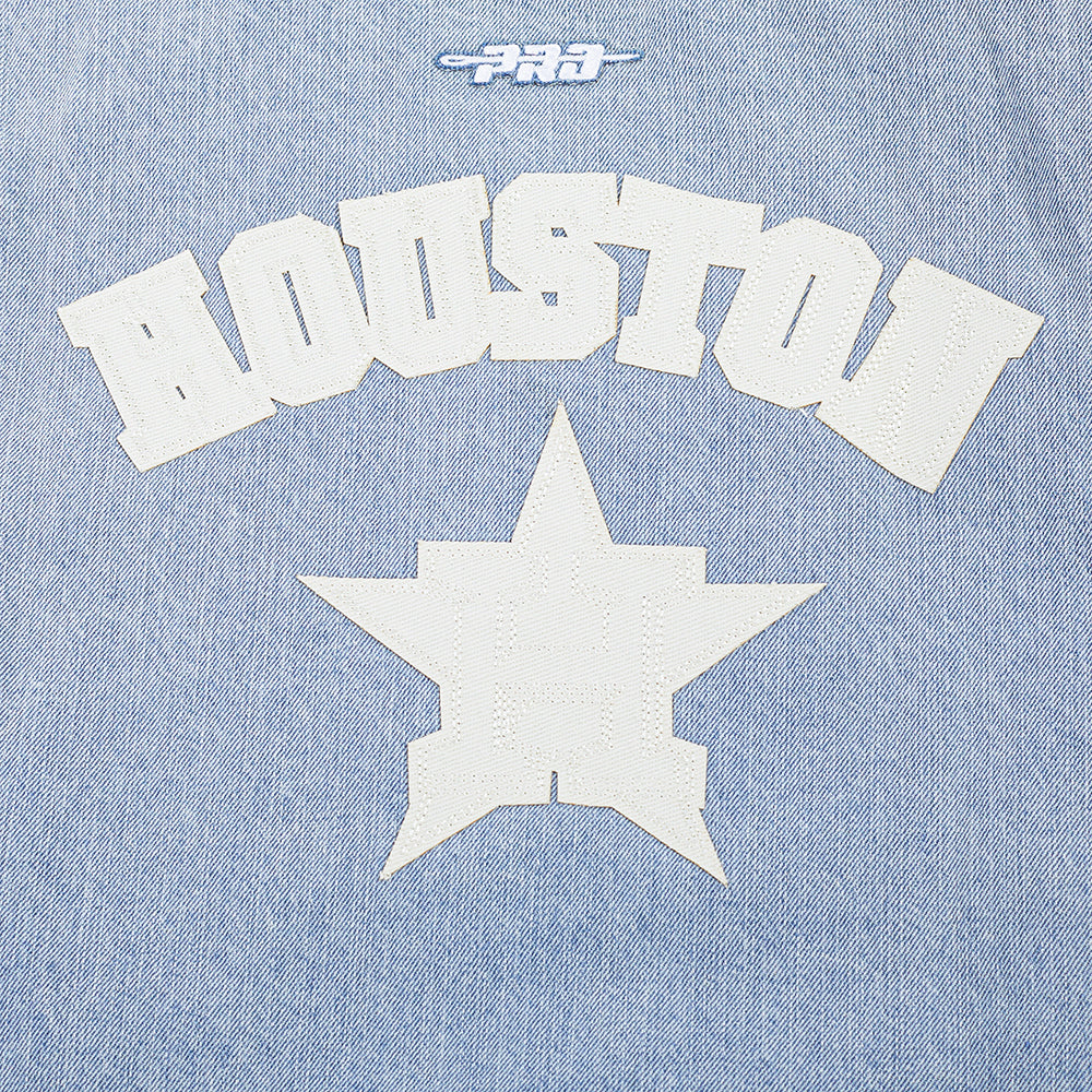 MLB HOUSTON ASTROS VARSITY BLUES BLOUSON COLLÉGIAL EN DENIM POUR FEMME (DENIM/LIN)