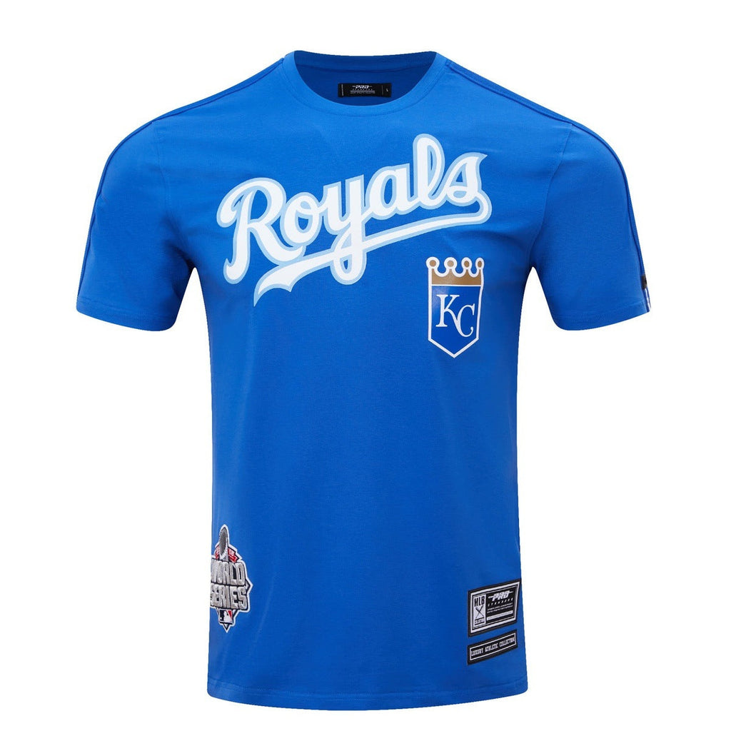 MLB KANSAS CITY ROYALS HAUT PRO TEAM À BANDES ET À LOGO POUR HOMME (BLEU ROYAL)