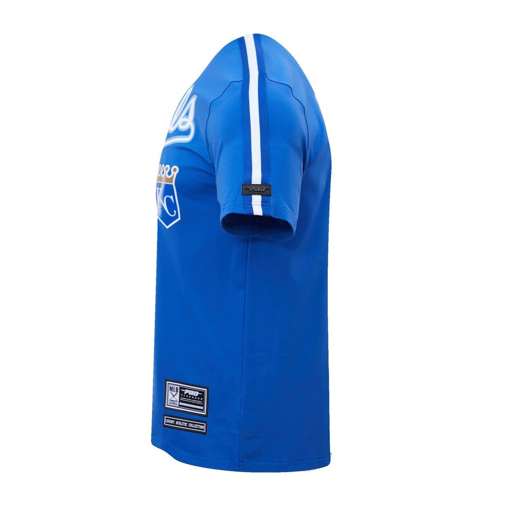 MLB KANSAS CITY ROYALS HAUT PRO TEAM À BANDES ET À LOGO POUR HOMME (BLEU ROYAL)