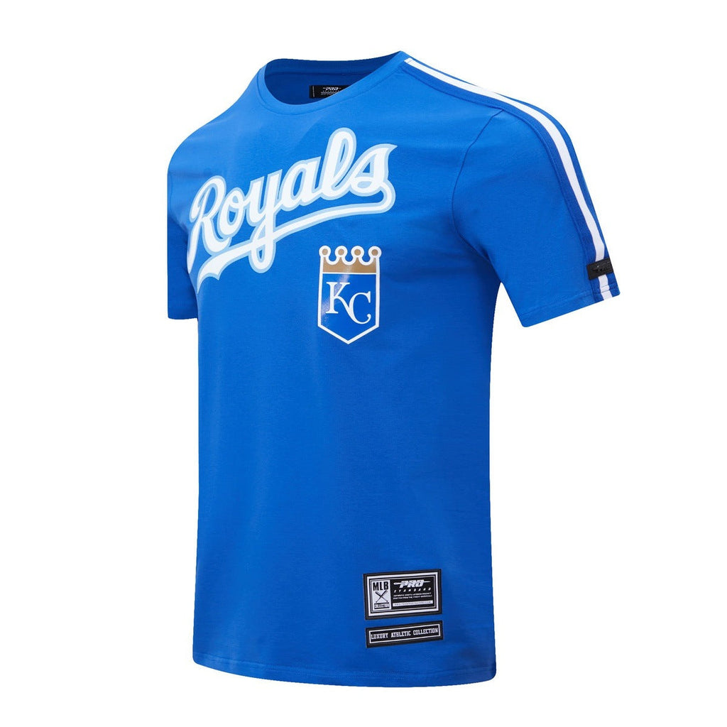 MLB KANSAS CITY ROYALS HAUT PRO TEAM À BANDES ET À LOGO POUR HOMME (BLEU ROYAL)