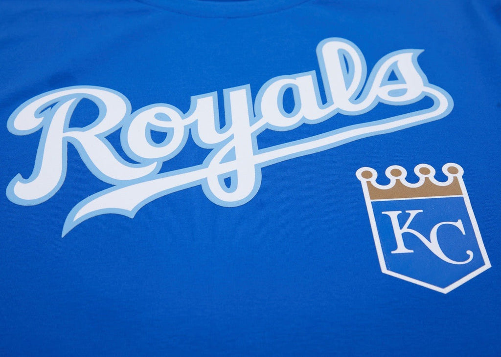 MLB KANSAS CITY ROYALS HAUT PRO TEAM À BANDES ET À LOGO POUR HOMME (BLEU ROYAL)