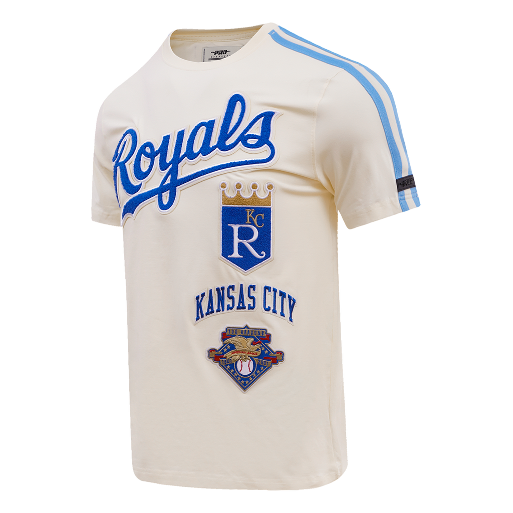 MLB KANSAS CITY ROYALS RETRO CLASSIC HAUT À RAYURES POUR HOMME (COQUILLE D'ŒUF/BLEU UNIVERSITÉ)
