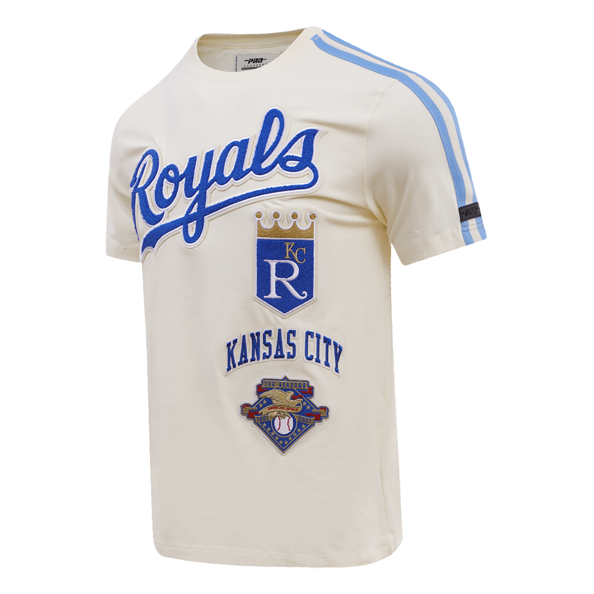 MLB KANSAS CITY ROYALS RETRO CLASSIC HAUT À RAYURES POUR HOMME (COQUILLE D'ŒUF/BLEU UNIVERSITÉ)