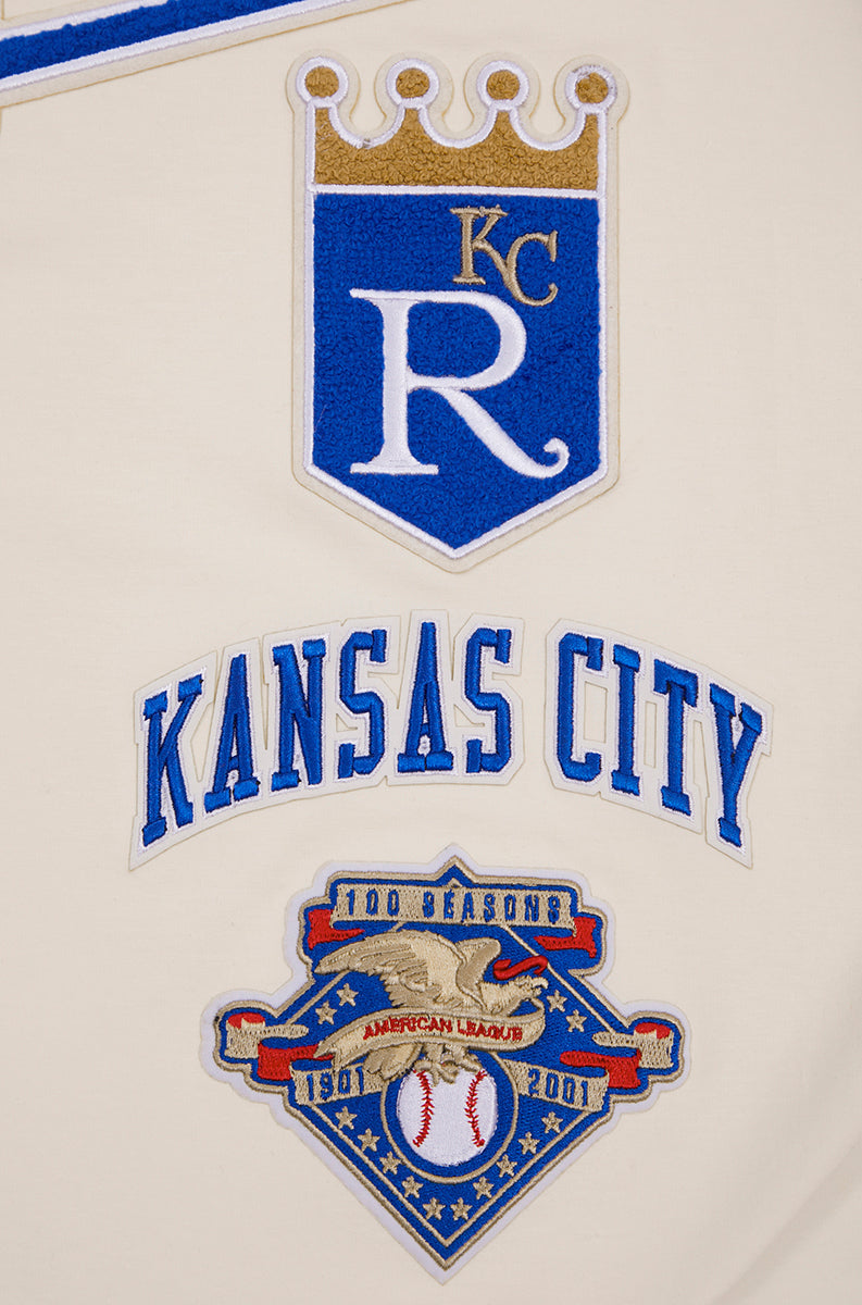 MLB KANSAS CITY ROYALS RETRO CLASSIC HAUT À RAYURES POUR HOMME (COQUILLE D'ŒUF/BLEU UNIVERSITÉ)