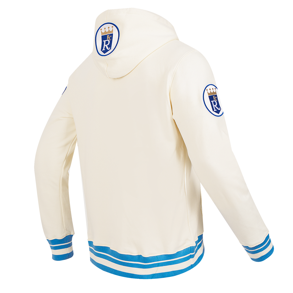 MLB KANSAS CITY ROYALS RETRO CLASSIC CHANDAIL À CAPUCHON POUR HOMME (COQUILLE D'ŒUF/BLEU UNIVERSEL)