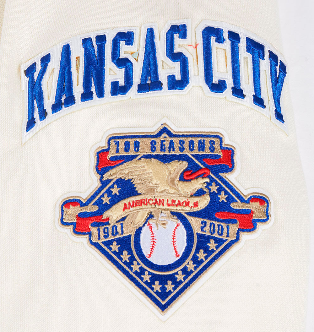 MLB KANSAS CITY ROYALS RETRO CLASSIC CHANDAIL À CAPUCHON POUR HOMME (COQUILLE D'ŒUF/BLEU UNIVERSEL)