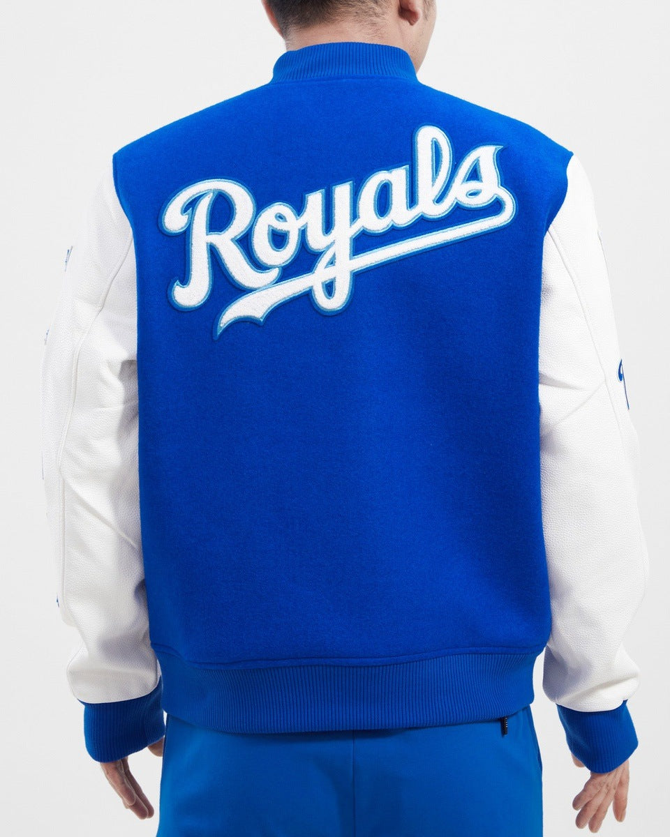 MLB KANSAS CITY ROYALS CLASSIC WOOL MEN'S VARSITY JACKET (ROYAL/WHITE)