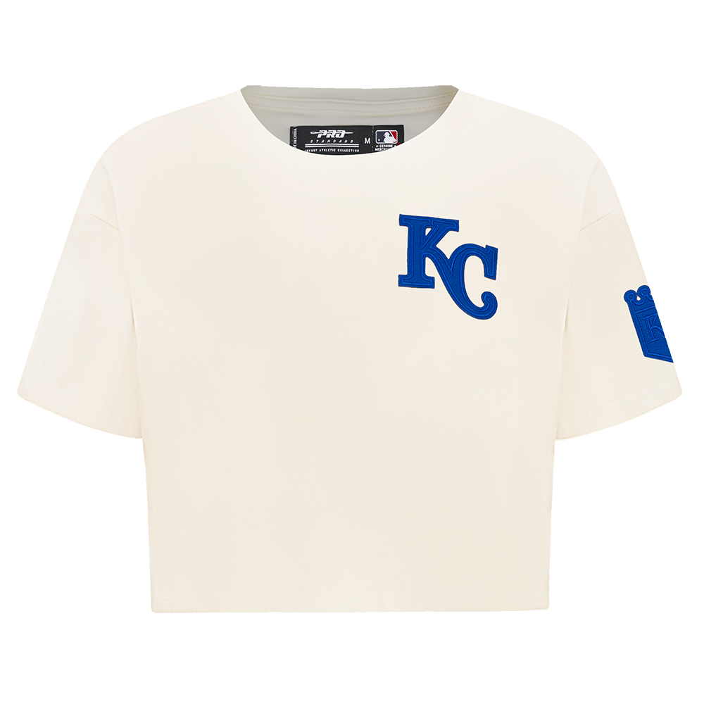 MLB KANSAS CITY ROYALS TRIPLE TONAL T-SHIRT EN JERSEY SIMPLE À COUPE CARRÉE POUR FEMME (COQUILLE D'ŒUF)
