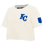 MLB KANSAS CITY ROYALS TRIPLE TONAL T-SHIRT EN JERSEY SIMPLE À COUPE CARRÉE POUR FEMME (COQUILLE D'ŒUF)