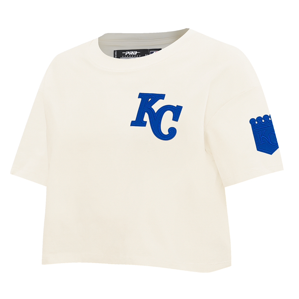 MLB KANSAS CITY ROYALS TRIPLE TONAL T-SHIRT EN JERSEY SIMPLE À COUPE CARRÉE POUR FEMME (COQUILLE D'ŒUF)