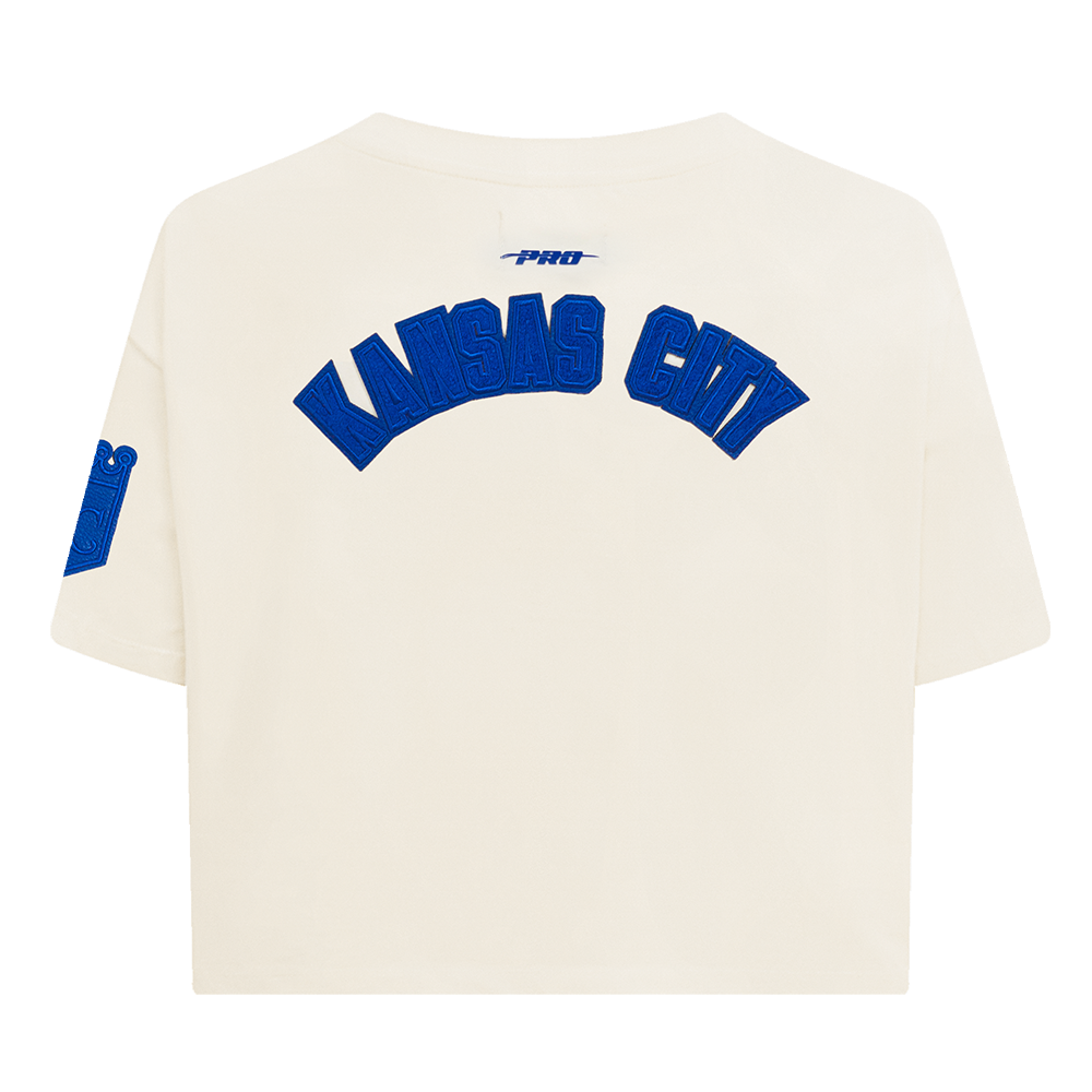 MLB KANSAS CITY ROYALS TRIPLE TONAL T-SHIRT EN JERSEY SIMPLE À COUPE CARRÉE POUR FEMME (COQUILLE D'ŒUF)