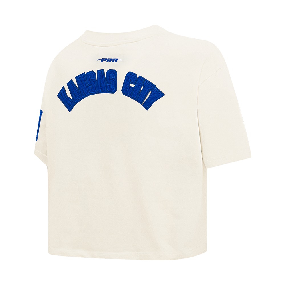 MLB KANSAS CITY ROYALS TRIPLE TONAL T-SHIRT EN JERSEY SIMPLE À COUPE CARRÉE POUR FEMME (COQUILLE D'ŒUF)
