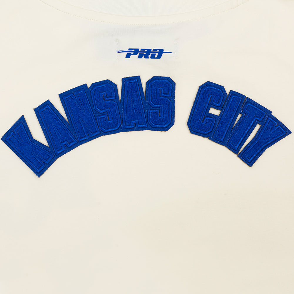 MLB KANSAS CITY ROYALS TRIPLE TONAL T-SHIRT EN JERSEY SIMPLE À COUPE CARRÉE POUR FEMME (COQUILLE D'ŒUF)