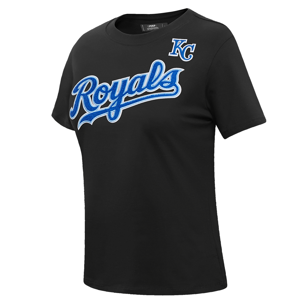 MLB KANSAS CITY ROYALS CLASSIC SHORT SLEEVE WOMEN'S SINGLE JERSEY SLIM FIT TOP (BLACK)