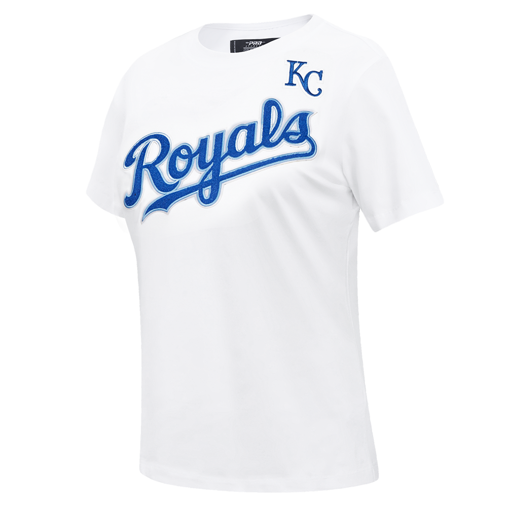 MLB KANSAS CITY ROYALS CLASSIC SHORT SLEEVE WOMEN'S SINGLE JERSEY SLIM FIT TOP (WHITE)