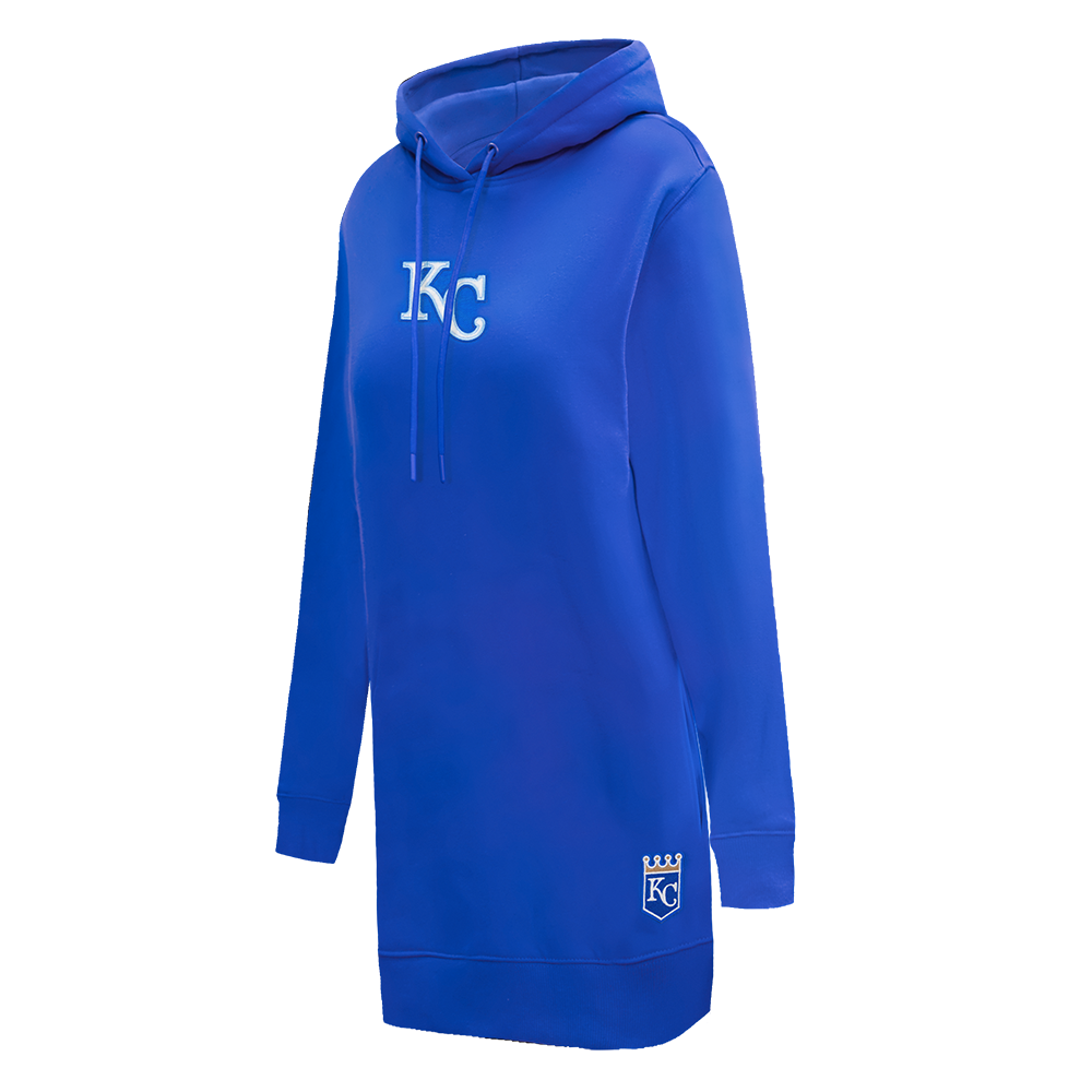 MLB KANSAS CITY ROYALS CLASSIC WOMEN'S FLEECE HOODIE DRESS (ROYAL BLUE)