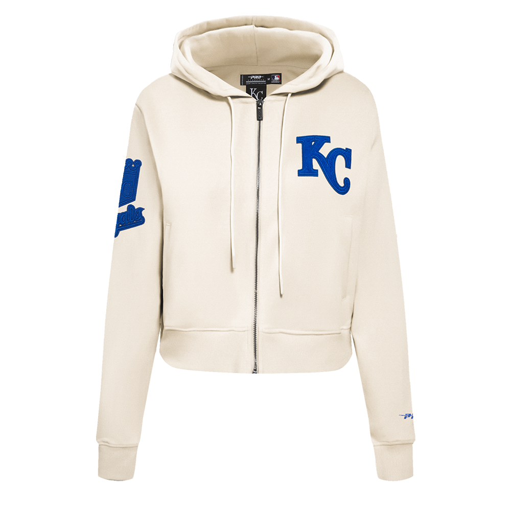 MLB KANSAS CITY ROYALS TRIPLE TONAL CHANDAIL À CAPUCHON EN MAILLE DOUBLE À GLISSIÈRE POUR FEMME (COQUILLE D'ŒUF)