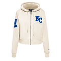 MLB KANSAS CITY ROYALS TRIPLE TONAL CHANDAIL À CAPUCHON EN MAILLE DOUBLE À GLISSIÈRE POUR FEMME (COQUILLE D'ŒUF)