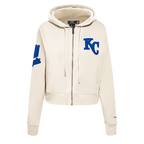 MLB KANSAS CITY ROYALS TRIPLE TONAL CHANDAIL À CAPUCHON EN MAILLE DOUBLE À GLISSIÈRE POUR FEMME (COQUILLE D'ŒUF)