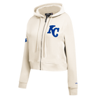 MLB KANSAS CITY ROYALS TRIPLE TONAL CHANDAIL À CAPUCHON EN MAILLE DOUBLE À GLISSIÈRE POUR FEMME (COQUILLE D'ŒUF)
