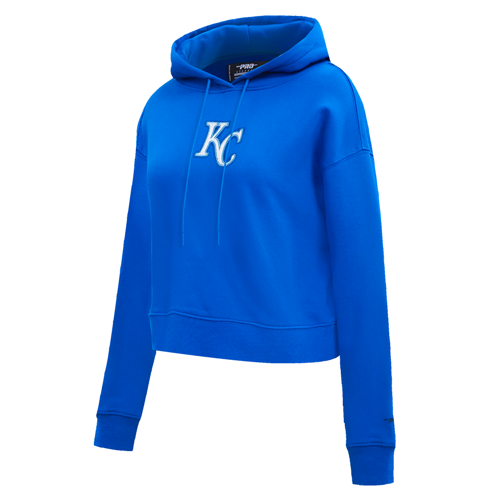 MLB KANSAS CITY ROYALS CLASSIC WOMEN'S CROPPED PULLOVER HOODIE (ROYAL BLUE)