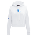 MLB KANSAS CITY ROYALS CLASSIC WOMEN'S CROPPED PULLOVER HOODIE (WHITE)
