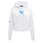 MLB KANSAS CITY ROYALS CLASSIC WOMEN'S CROPPED PULLOVER HOODIE (WHITE)