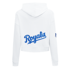 MLB KANSAS CITY ROYALS CLASSIC WOMEN'S CROPPED PULLOVER HOODIE (WHITE)