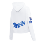 MLB KANSAS CITY ROYALS CLASSIC WOMEN'S CROPPED PULLOVER HOODIE (WHITE)
