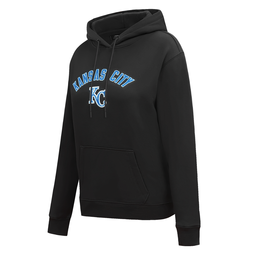MLB KANSAS CITY ROYALS CLASSIC WOMEN'S FLEECE PULLOVER HOODIE (BLACK)